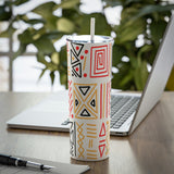 African Motif Skinny Steel Tumbler with Straw 20oz