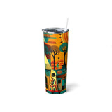 My Village Skinny Steel Tumbler with Straw, 20oz