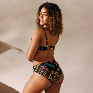 all over print recycled high waisted bikini white back 64792386244ef