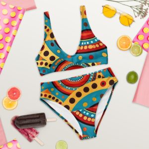 all over print recycled high waisted bikini white front 2 64792176d44fa