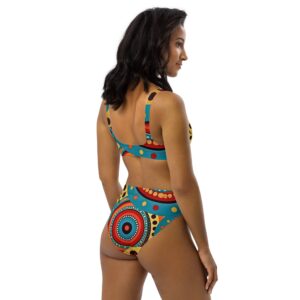 all over print recycled high waisted bikini white right back 64792176d4b8b